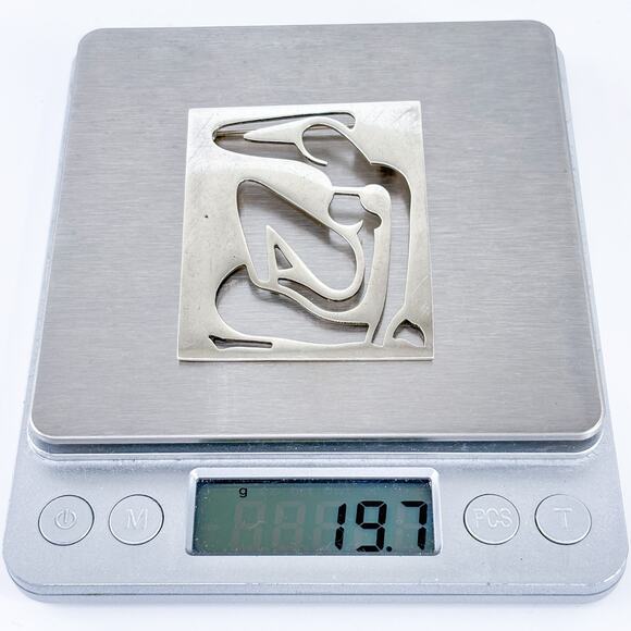 Vintage Sterling Silver 925 Large Modernist Nude Silhouette Cut Out Brooch - Picture 5 of 6